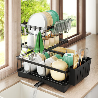 SABATIER 拡張可能な食器スタンド Sabatier Expandable Dish Rack With Stemware Rack | Wayfair.co.uk